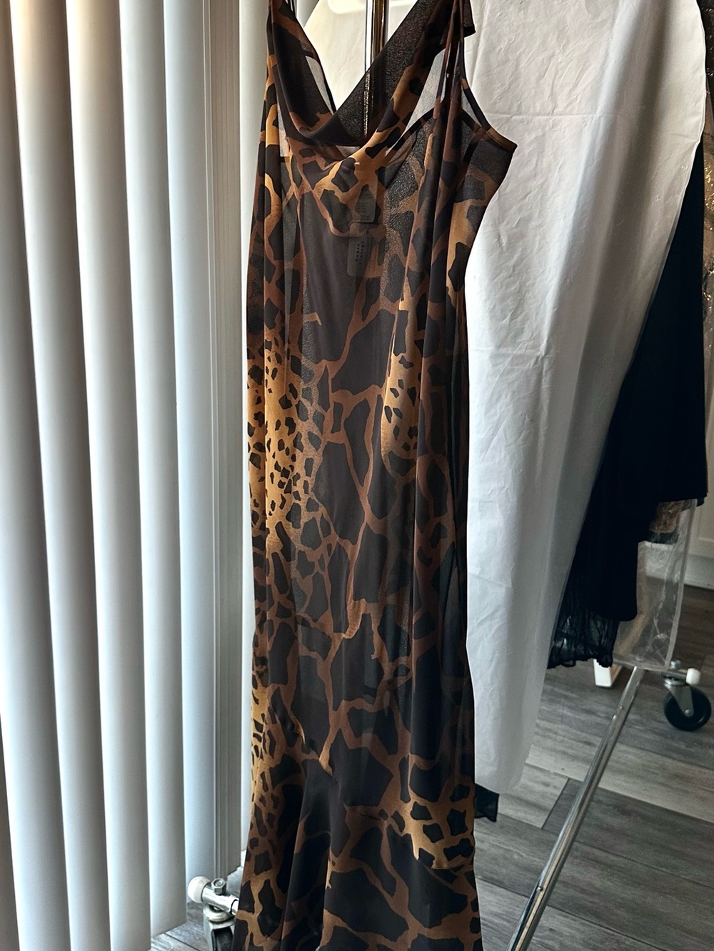 Brown Leopard-Print Slip Dress